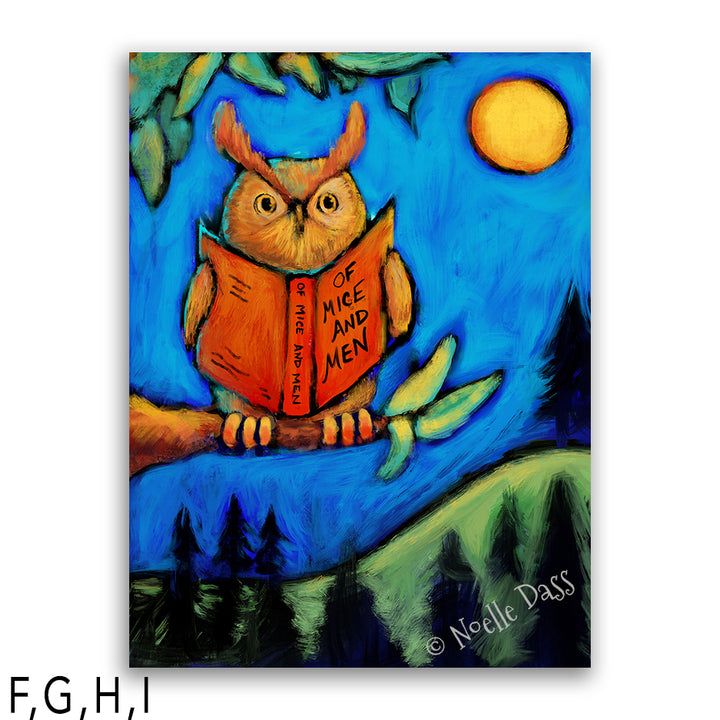 Owl Reading Of Mice and Men I: Canvas 30x40 in.
