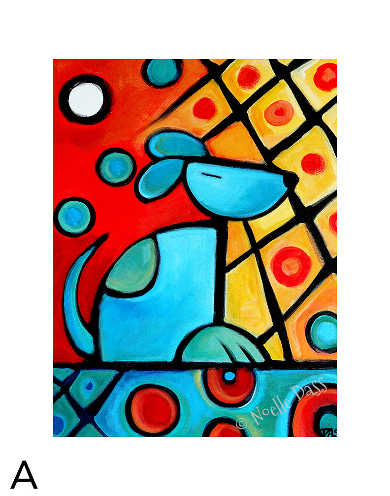 Picasso's Dog matted archival paper art print, 11x14 with white border, by Noelle Dass