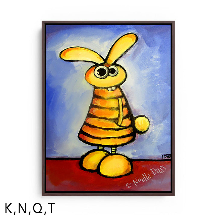 Rabbit with Hands in Pocket Wondering Why You Are Looking at Him T: Framed Canvas - Brown 30x40 in.