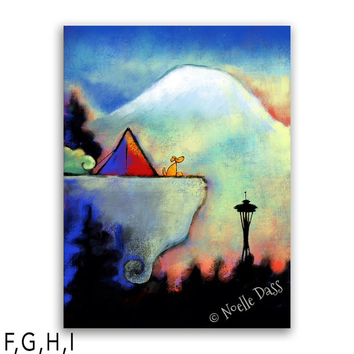 Space Needle Bliss | Dog sitting on cliff I: Canvas 30x40 in.