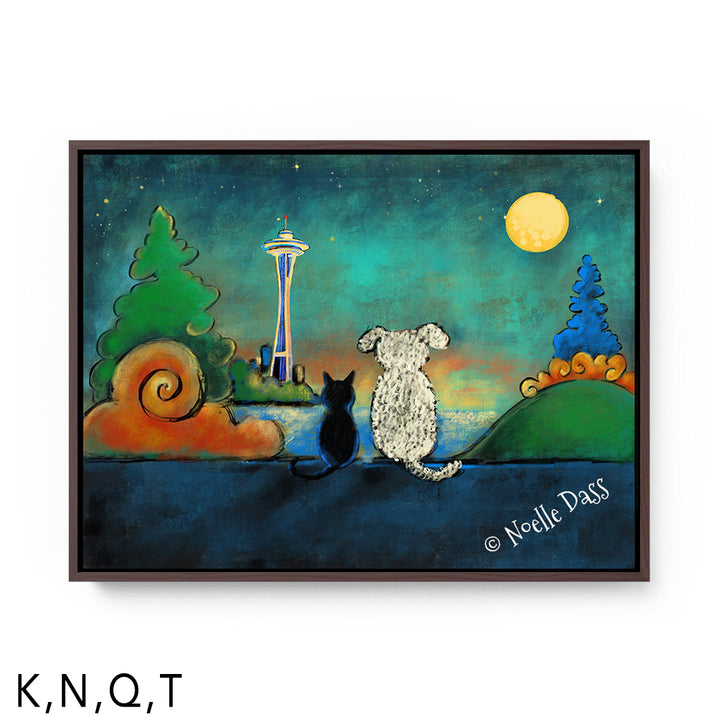 Space Needle Friendship T: Framed Canvas - Brown 30x40 in.
