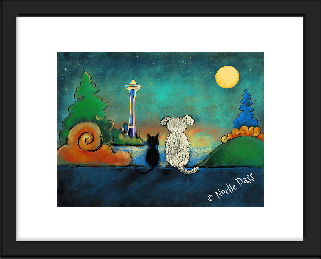 Space Needle Friendship Paper / 11x14 with white border/image is 8x10 / Black Frame