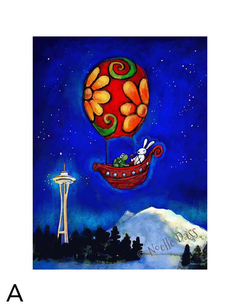 Space Needle Rewrite Your Story matted archival paper art print, 11x14 with white border, by Noelle Dass