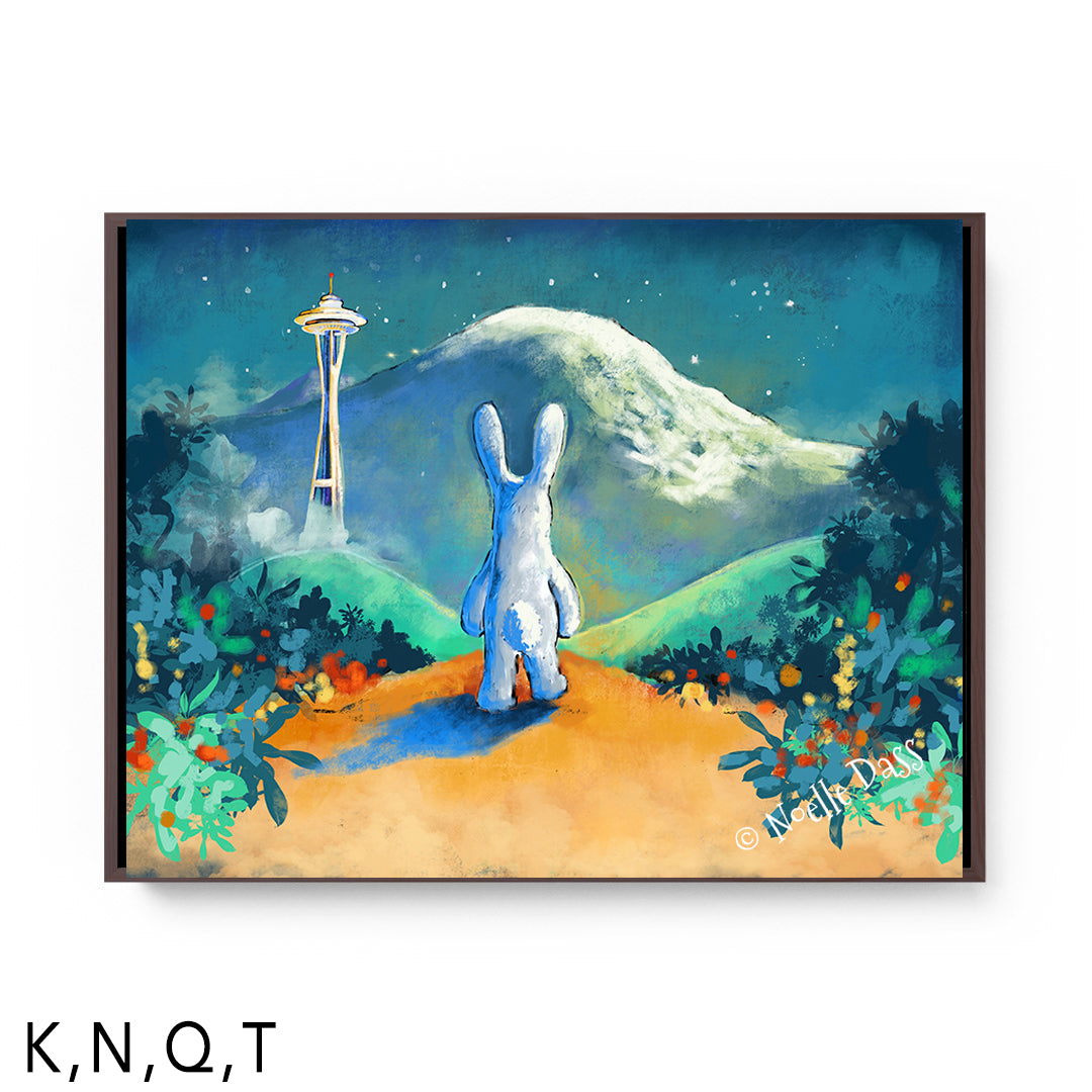 Space Needle Trust the Journey T: Framed Canvas - Brown 30x40 in.
