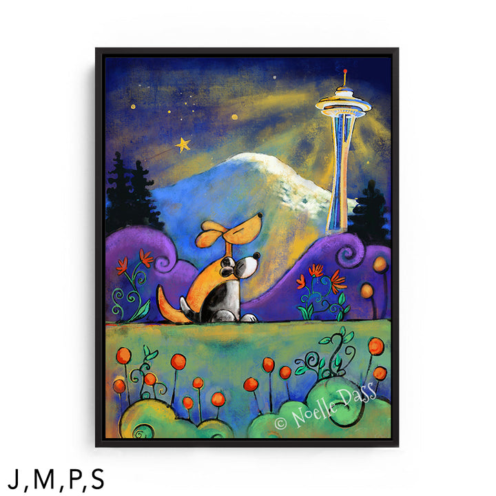 Space Needle No Place I Would Rather Be Than Here With You S: Framed Canvas - Black 30x40 in.