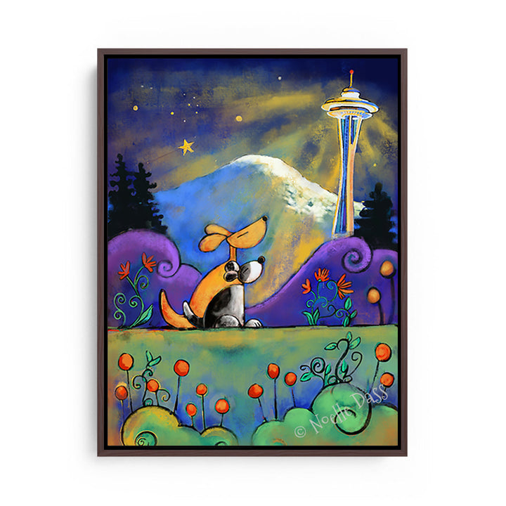 Space Needle No Place I Would Rather Be Than Here With You Canvas / 30x40 / Espresso Floating Frame