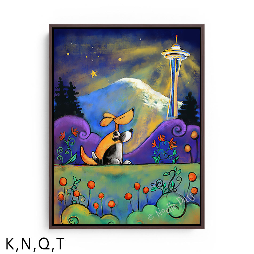 Space Needle No Place I Would Rather Be Than Here With You T: Framed Canvas - Brown 30x40 in.
