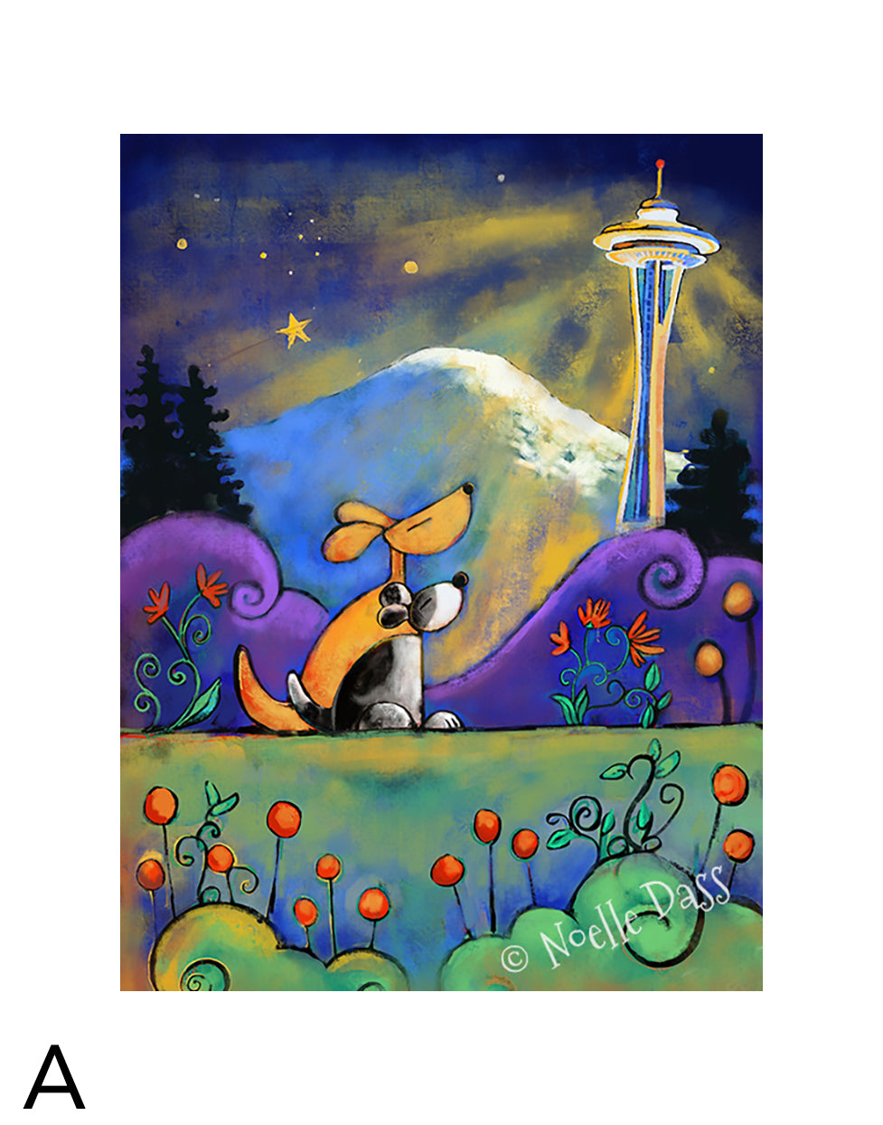 Space Needle No Place I Would Rather Be Than Here With You matted archival paper art print, 11x14 with white border, by Noelle Dass