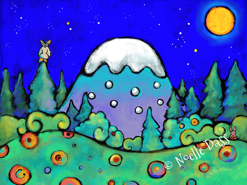 Colorful mountain landscape with inspirational quote, mountains are calling art print
