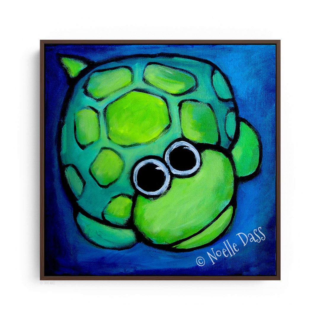 Turtle Gazing at Moon Canvas / 30x30 / Espresso Floating Frame