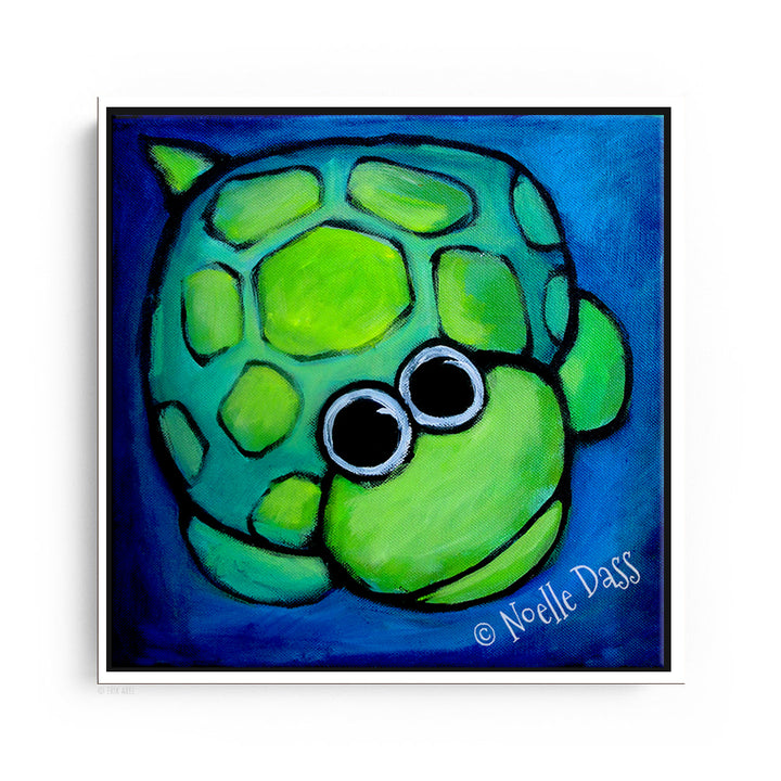 Turtle Gazing at Moon Canvas / 30x30 / White Floating Frame
