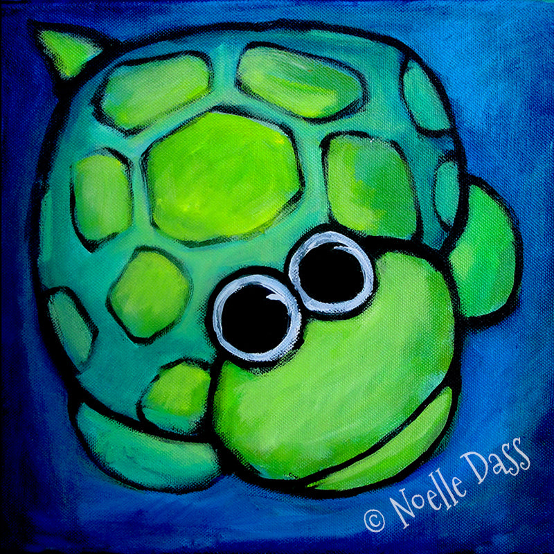 Turtle Gazing at Moon Paper / 14x14 / Unframed