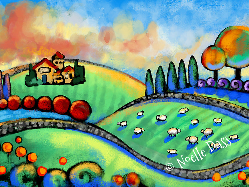 Tuscan Sheepscape art print by Noelle Dass