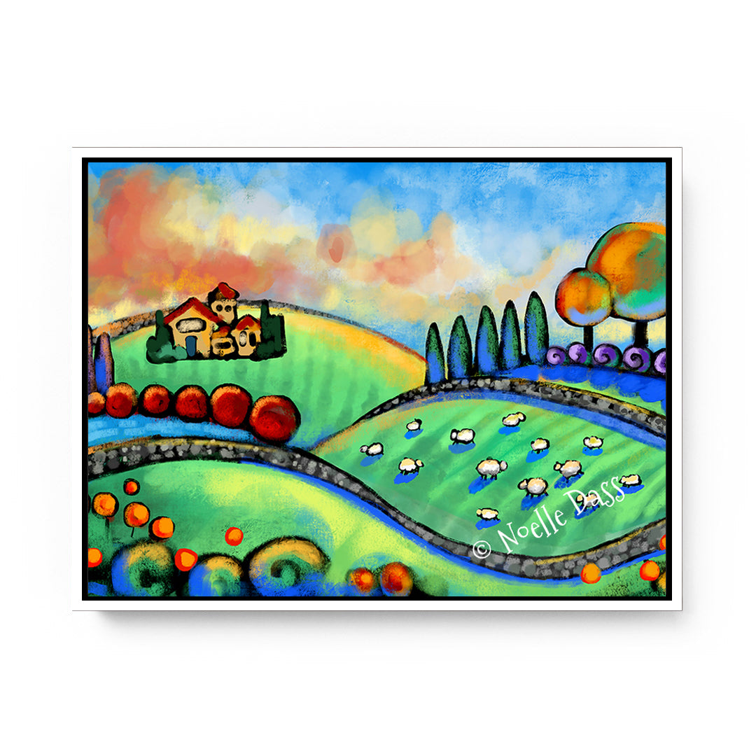 Tuscan Sheepscape Canvas / 11x14 / White Floating Frame