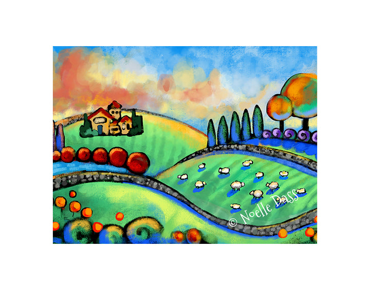 Tuscan Sheepscape Paper / 11x14 with white border/image is 8x10 / Unframed