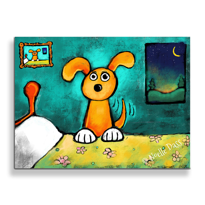 Who Needs an Alarm Clock? Dog Version Canvas / 11x14 / Unframed