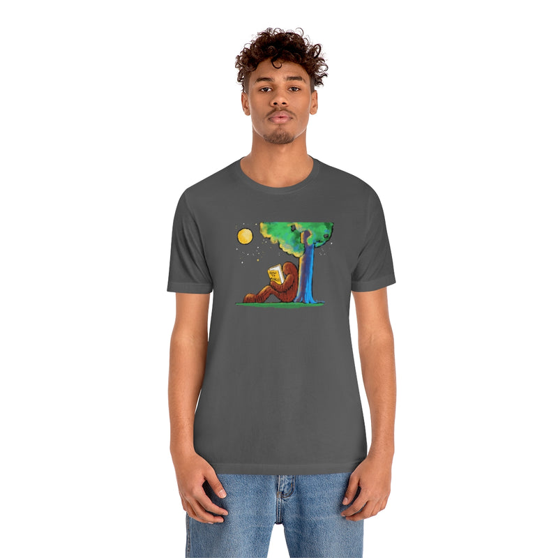 Bigfoot Reading How to Mingle Unisex Soft Cotton T-Shirt