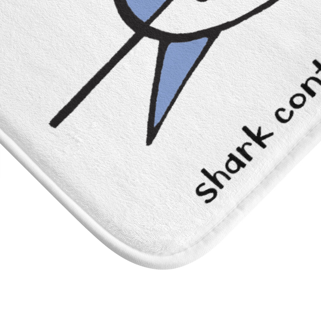 Shark Contemplating Viewer White Plush Bath Mat
