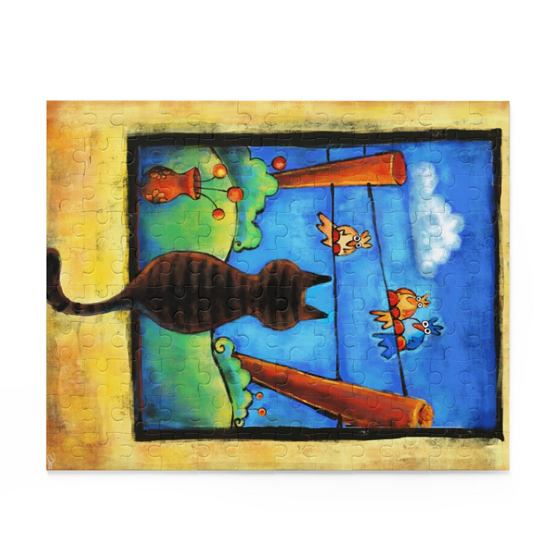Staring Contest (Cat and Birds)  Puzzle (120, 252, 500-Piece)