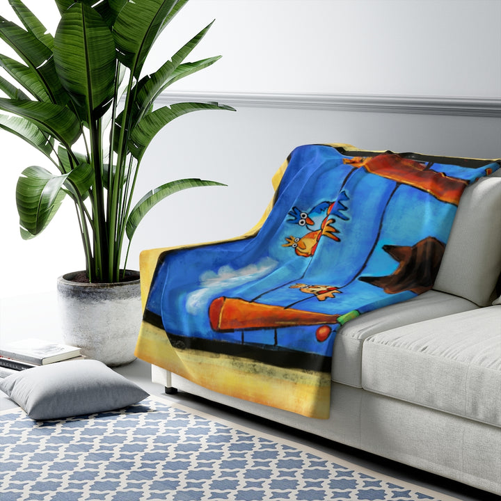 Cat Staring Contest Sherpa Fleece Blanket