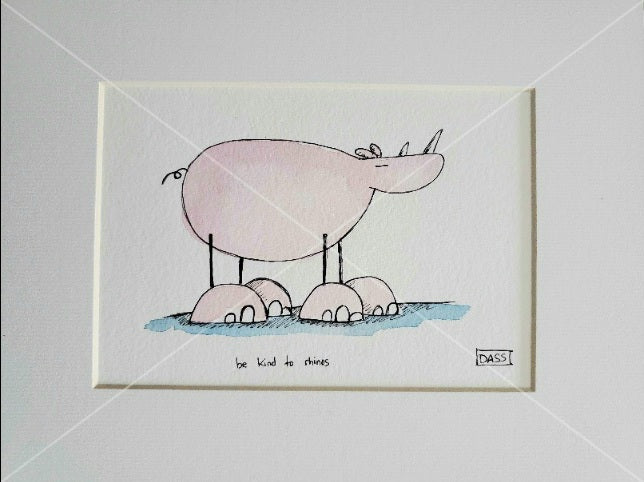 Be Kind to Rhinos Original Watercolor