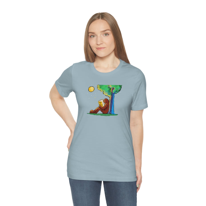 Bigfoot Reading How to Mingle Unisex Soft Cotton T-Shirt