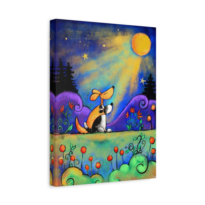 No Place I Would Rather Be Than Here With You | Two Dogs Looking at Moon | Stretched Canvas 1.25" Deep