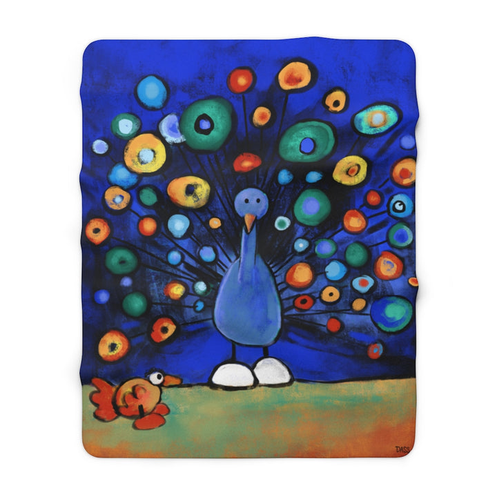 Peacock Wooing Chicken Sherpa Fleece Blanket