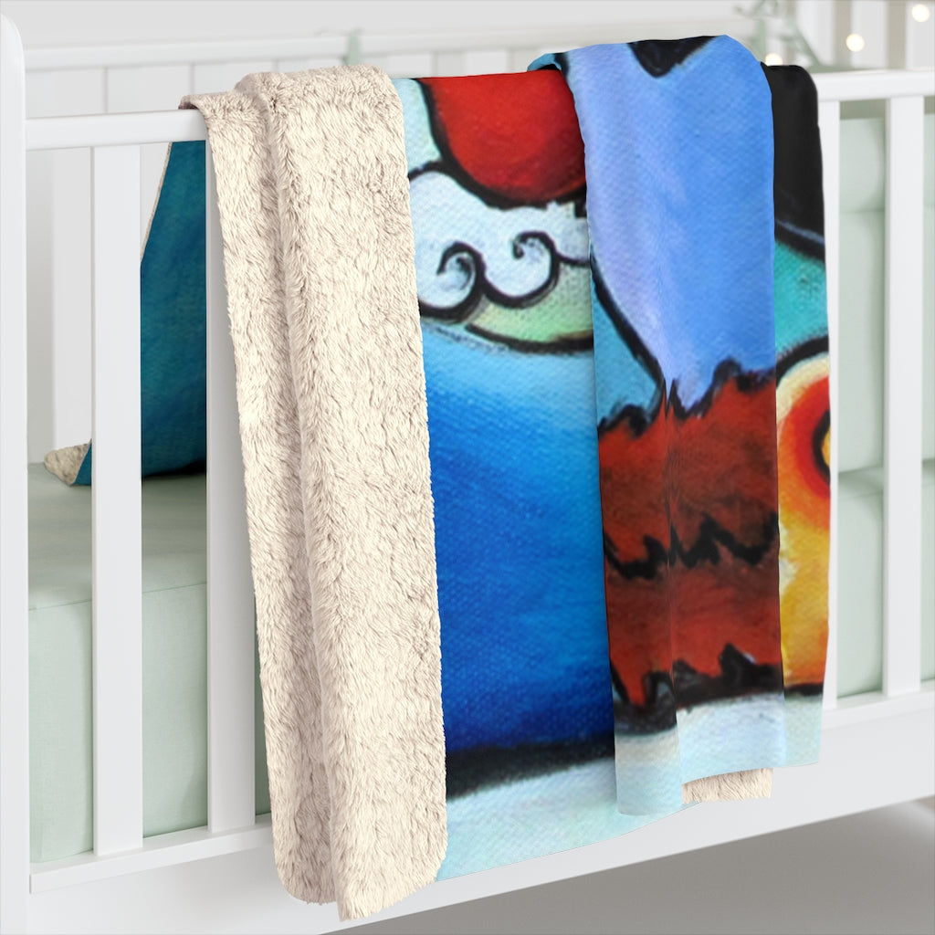 Cat Thinking of You Sherpa Fleece Blanket