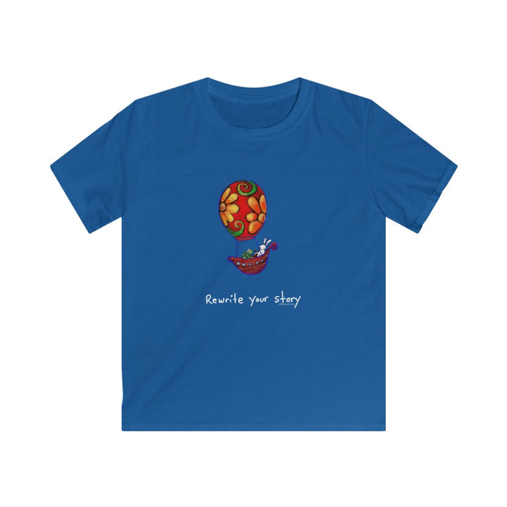 Rewrite Your Story Rabbit and Turtle in Hot Air Balloon Youth Soft Tee