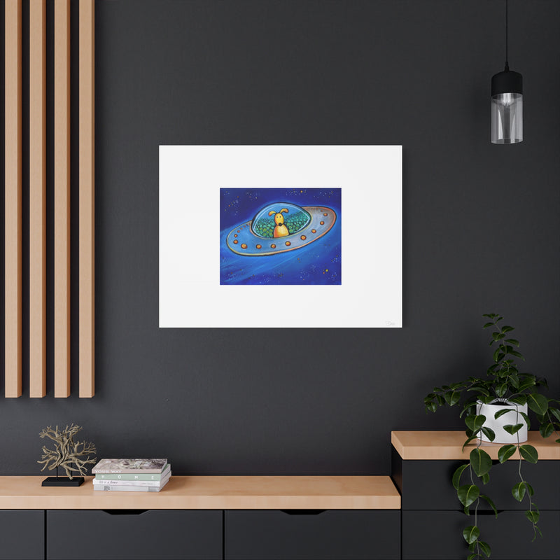 The Great Escape | Dog in UFO with Tennis Balls | Stretched Canvas 1.25" Deep