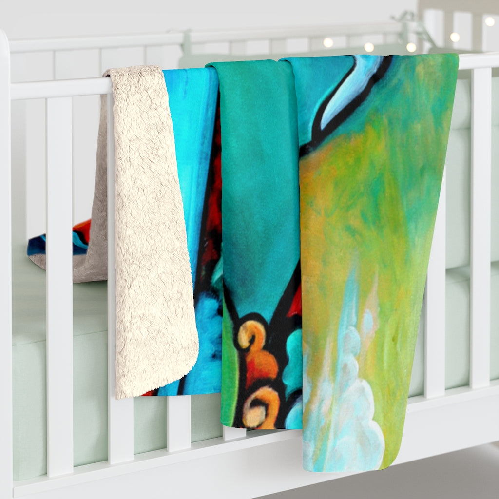 Leap of Faith (Dog) Sherpa Fleece Blanket