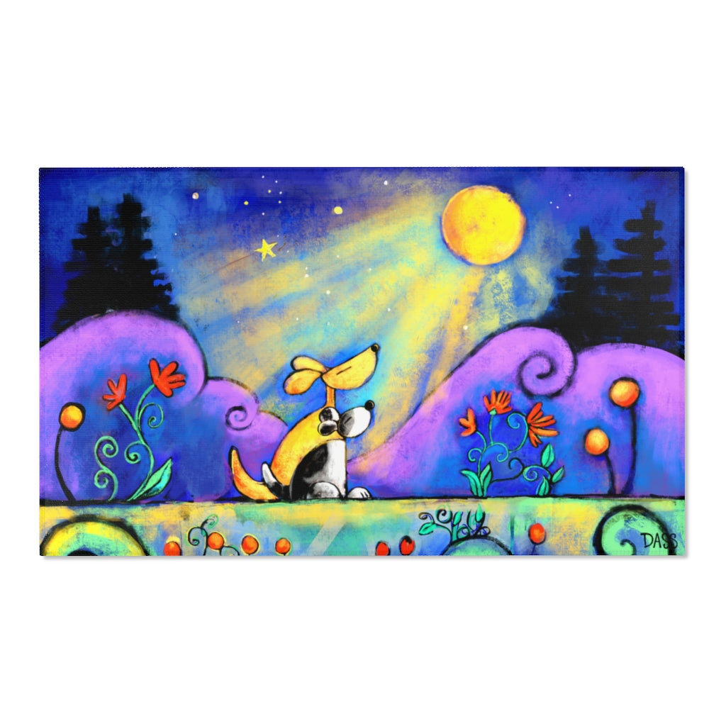 Two Dogs Under Moon Chenille Area Rug