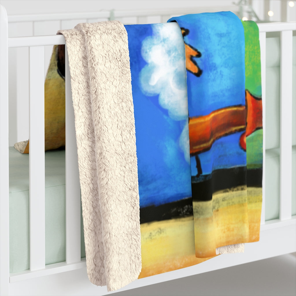 Cat Staring Contest Sherpa Fleece Blanket