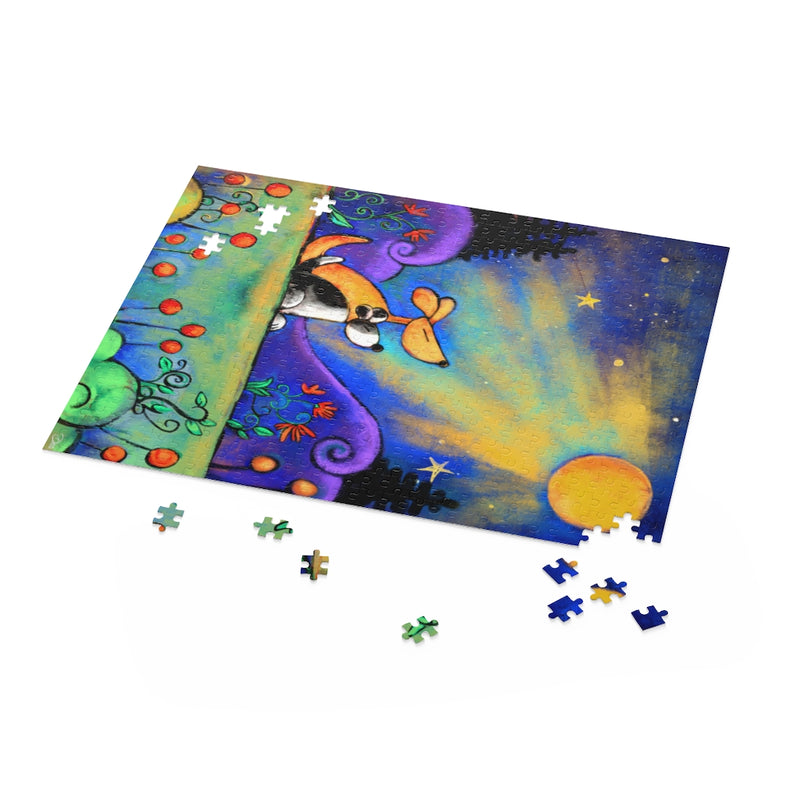 No Place I Would Rather Be Than Here With You (Two Dogs Looing at Moon) Puzzle (120, 252, 500-Piece)