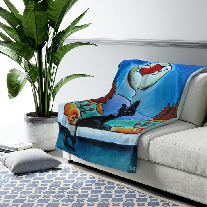 Cat Thinking of You Sherpa Fleece Blanket