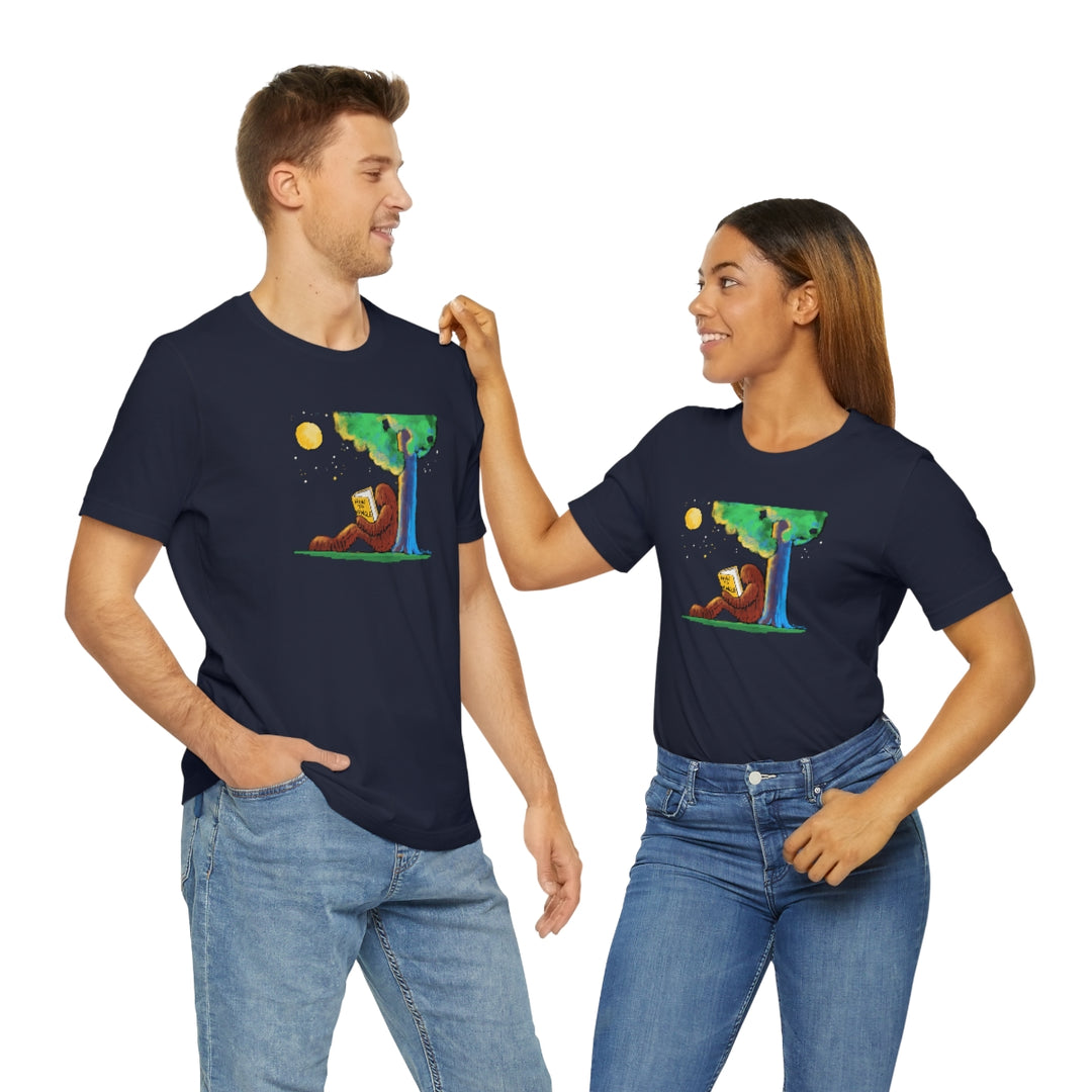 Bigfoot Reading How to Mingle Unisex Soft Cotton T-Shirt