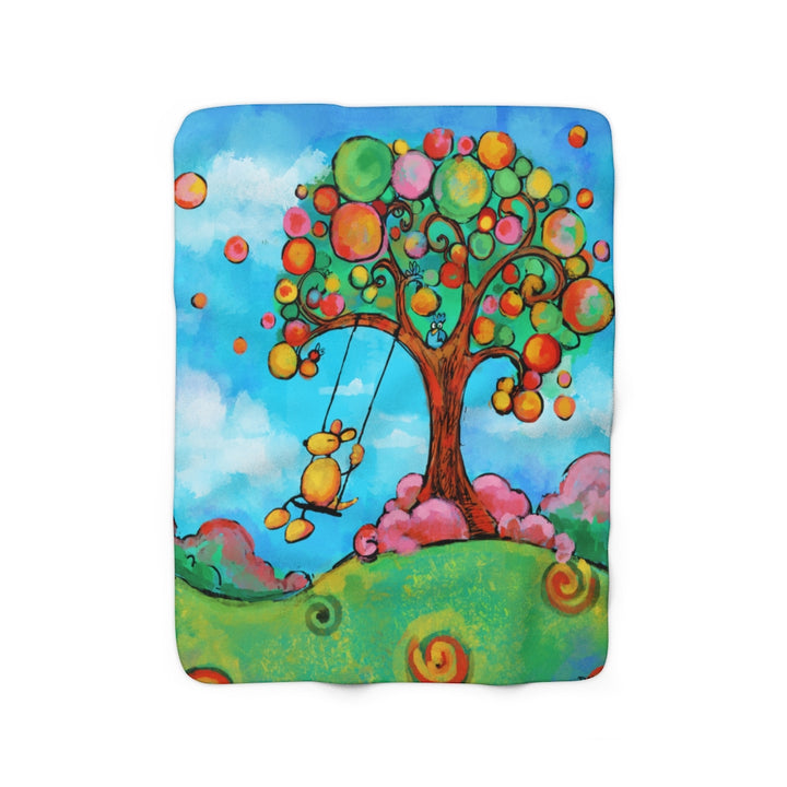 Happiness (Dog on Swing) Sherpa Fleece Blanket