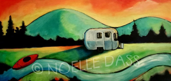 Living the Dream - Airstream and Kayak original painting