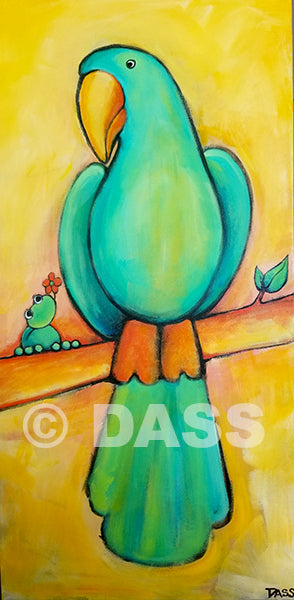 Friendship Series Frog and Bird - Colorful Animal, Aviation, whimsical, Airstream, Quotes Art Kids, Pediatrics, Happy Art