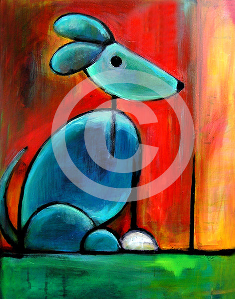 Blue Dog - Colorful Animal, Aviation, whimsical, Airstream, Quotes Art Kids, Pediatrics, Happy Art