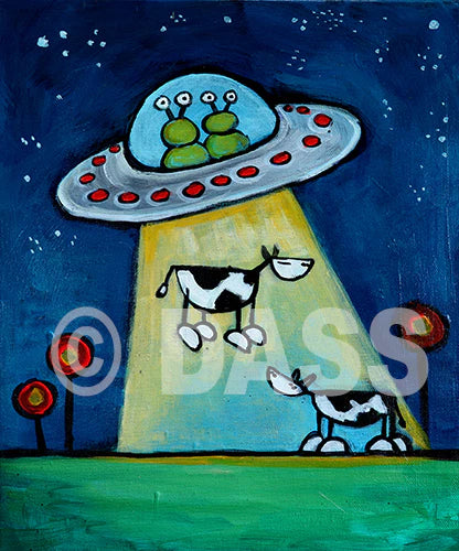 Got M*lk?! UFO abducting Cow Art