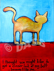 A Closer Look at My Cat Butt Original Painting 18x24 inches - Colorful Animal, Aviation, whimsical, Airstream, Quotes Art Kids, Pediatrics, Happy Art
