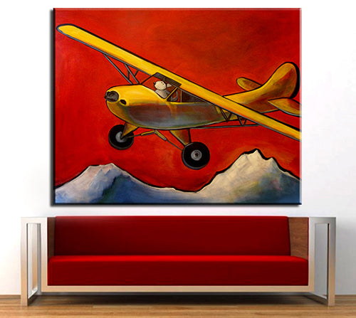 Original: Husky Pilot Dog over Alaska 48 x 60 x 1.5 in