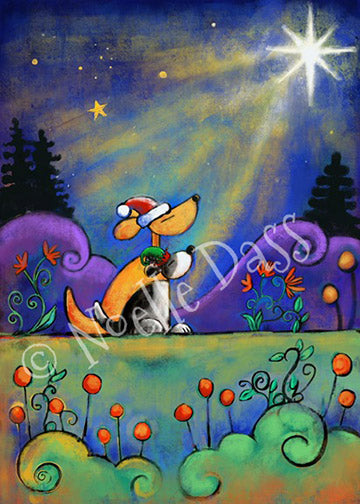Dogs Gazing At Star Christmas and Holiday Cards | 5 for $25 Mix and Match