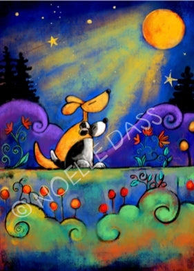Custom digital pet portrait printed on canvas, personalized pet art by Noelle Dass