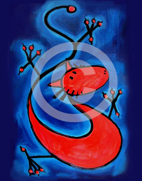 Bold colorful red dragon, striking dragon art print