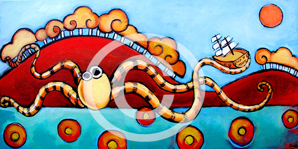 Seapals Octopus - Colorful Animal, Aviation, whimsical, Airstream, Quotes Art Kids, Pediatrics, Happy Art