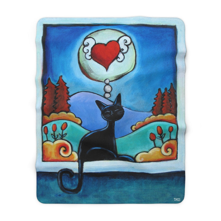 Cat Thinking of You Sherpa Fleece Blanket