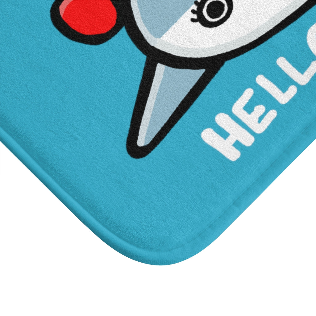 Hello Shark Blue Plush Bath Mat